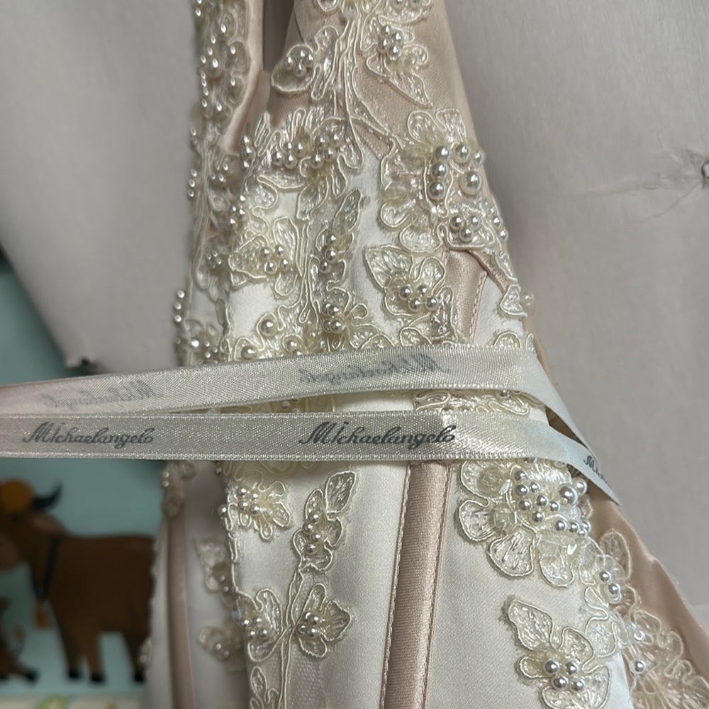 Michaelangelo Cream and White Wedding Dress